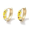 Real 18K Gold Plated Brass Enamel Flower Print Hoop Earrings for Women EJEW-L269-116G-2