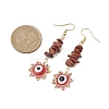 Evil Eye Natural & Synthetic Mixed Gemstone Chip & Seed Beads Dangle Earrings EJEW-MZ00166-4
