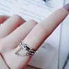 Rectangle 925 Sterling Silver Enamel Adjustable Cuff Rings for Women FS-WGEEF9E-01-4
