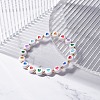Heart Pattern Flat Round Acrylic Beads Stretch Bracelet for Kid BJEW-JB07215-2