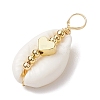 Natural Cowrie Shell Copper Wire Wrapped Pendants PALLOY-JF02932-02-3