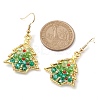 Christmas Tree Alloy & Glass Dangle Earring EJEW-TA00448-3