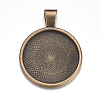 Flat Round Alloy Pendant Cabochon Settings PALLOY-A15654-AB-2