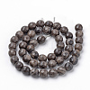 Natural Black Wood Lace Stone Beads Strands G-Q462-92-8mm-2