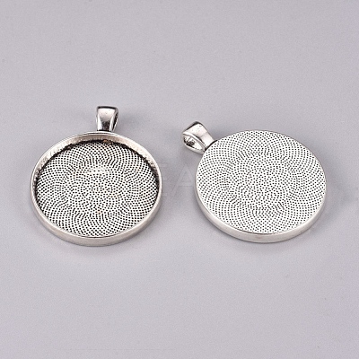 Alloy Pendant Cabochon Settings PALLOY-A13349-AS-NR-1