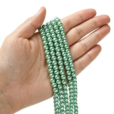 Eco-Friendly Dyed Glass Pearl Beads Strands HY-A008-6mm-RB108-1