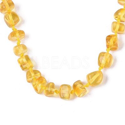 Natural Amber Nuggets Beaded Necklaces NJEW-T019-10-1
