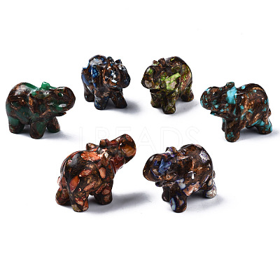Elephant Assembled Natural Bronzite & Synthetic Imperial Jasper Model Ornament G-N330-62-1