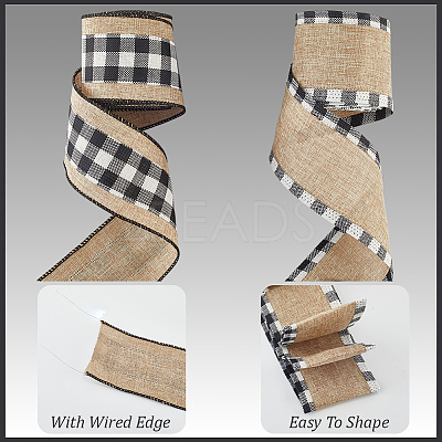 2 Rolls 2 Colors Imitation Burlap Ribbon DIY-CY0001-75-1