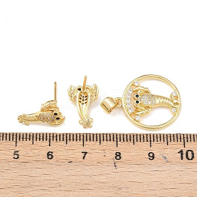 Brass Micro Pave Cubic Zirconia Pendant & Stud Earrings Sets for Women SJEW-F227-01F-G-1