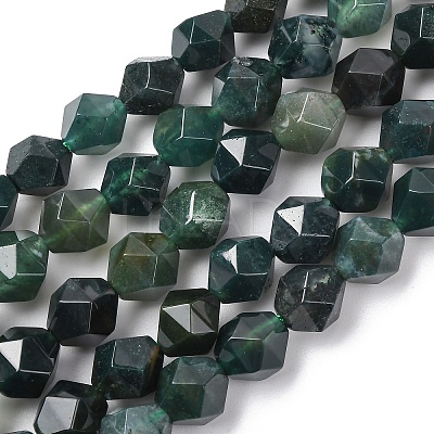 Natural Moss Agate Beads Strands G-F523-37-8mm-1