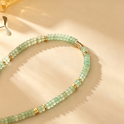 Natural Green Aventurine Rondelle Beaded Necklaces with Brass Beads WG55414-01-1
