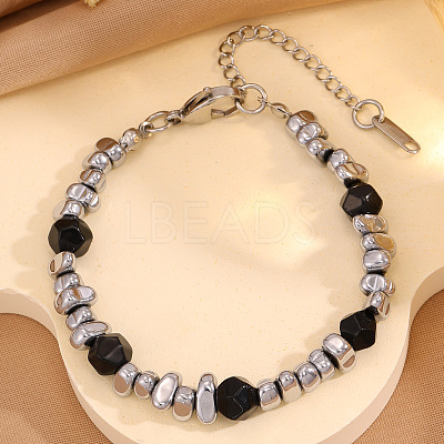 304 Stainless Steel and Acrylic Nuggets Beaded Bracelets for Men WG97E6A-03-1