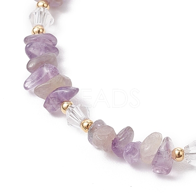Natural Amethyst Chip Beaded Bracelets for Women X-BJEW-JB11742-03-1