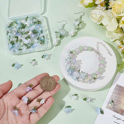 80Pcs 8 Colors Transparent Acrylic Pendants FIND-SC0021-52-1