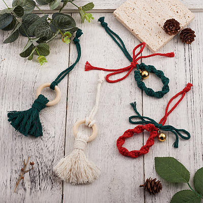 2 Sets 2 Style Christmas Theme Cotton Weave Pendant Decorations Sets HJEW-CF0001-11-1