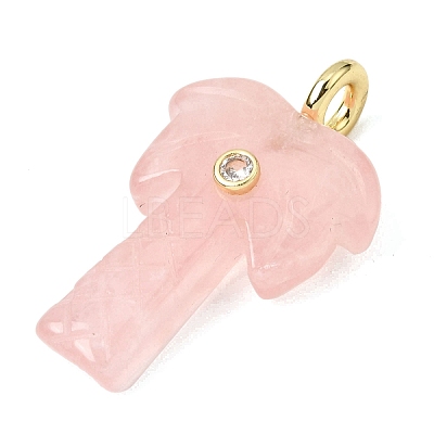 Natural Rose Quartz Carved Pendants G-C282-04B-1