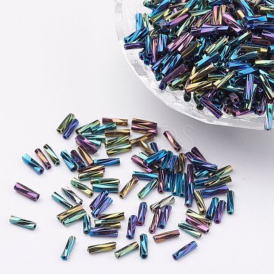 Glass Twisted Bugle Beads SEED-E002-9mm-809#-1