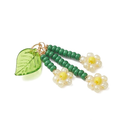 Glass Seed Beaded Flower Pendants PALLOY-MZ01194-03-1