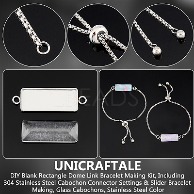DIY Blank Rectangle Dome Link Bracelet Making Kit DIY-UN0005-31-1