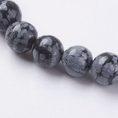 Natural Snowflake Obsidian Beads Strands X-G-G515-8mm-01-1