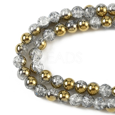 1Strand Electroplated Crackle Glass Beads Strands EGLA-YW0005-45D-1