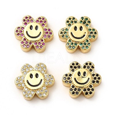 Rack Plating Brass Cubic Zirconia Beads KK-M232-01G-1
