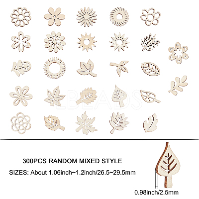 3 Bags 3 Style Laser Cut Wood Shapes WOOD-GF0001-53-1