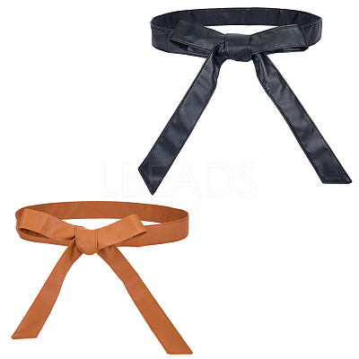 2Pcs 2 Colors PU Leather Wrap Belts for Coat AJEW-CL0005-21B-1