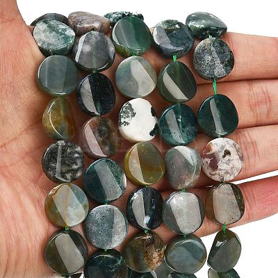 Natural Moss Agate Beads Strands G-NH0028-03-1