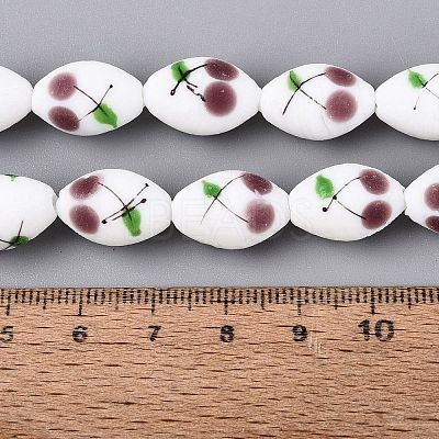 Frosted Handmade Lampwork Beads Strands LAMP-N037-03D-1