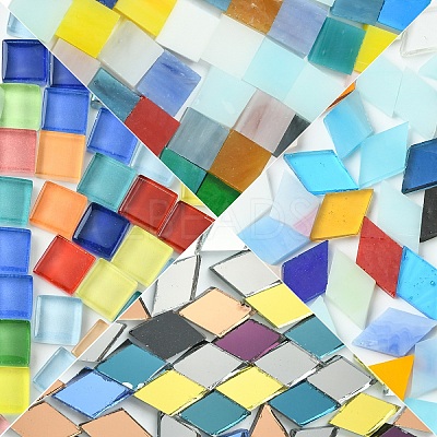 100Pcs 2 Colors Mosaic Tiles Glass Cabochons DIY-YW0012-19-1