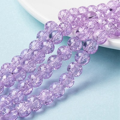 Spray Painted Crackle Glass Beads Strands CCG-Q002-8mm-04-1