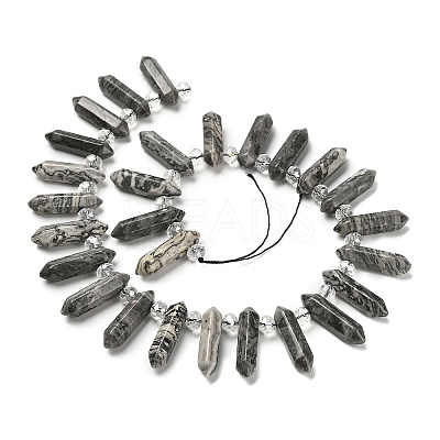 Natural Map Stone Double Terminated Point Beads Strands G-H069-A09-01-1