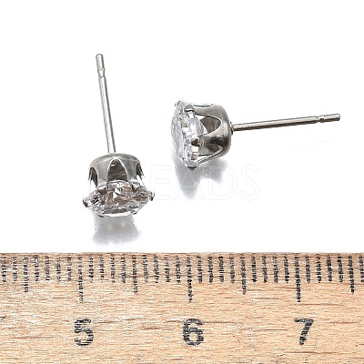 Cubic Zirconia Ear Studs X-STAS-E051-3D-1