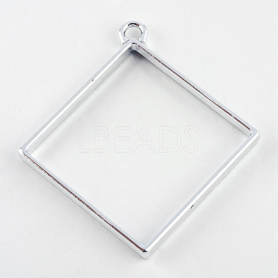 Rack Plating Alloy Rhombus Open Back Bezel Pendants LS-PALLOY-S047-22D-FF-1