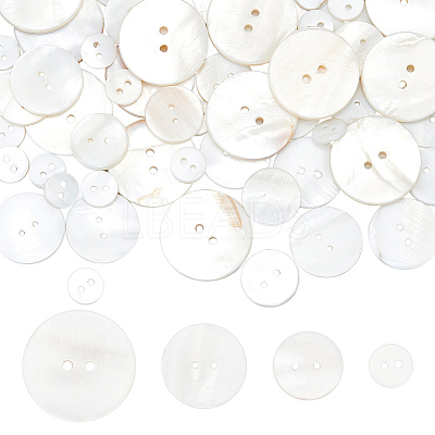 70Pcs 4 Styles 2-Hole Freshwater Shell Buttons BUTT-FG0001-16-1