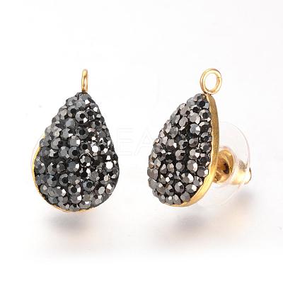 Polymer Clay Rhinestone Stud Earring Findings EJEW-S197-01-1