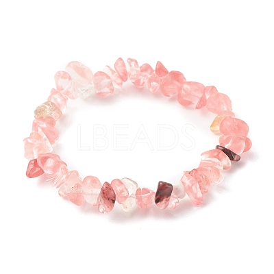 Chip Watermelon Stone Glass Stretch Beaded Bracelets for Kids BJEW-JB06305-05-1