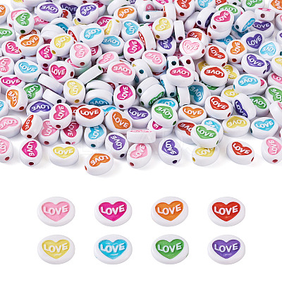 200Pcs Valentine's Day Opaque Acrylic Beads MACR-CW0001-13-1