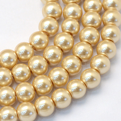 Baking Paint Pearlized Glass Pearl Round Bead Strands X-HY-Q003-6mm-42-1