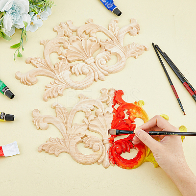 Rubber Wood Carved Onlay Applique AJEW-WH0248-467-1