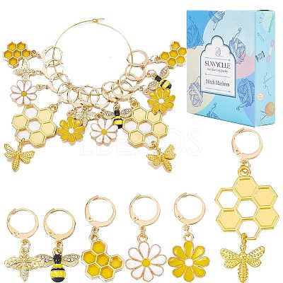 Bee & Flower Locking Stitch Markers HJEW-SC0001-34-1