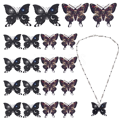 20Pcs 2 Styles Printed Acrylic Pendants OACR-WR0001-10-1