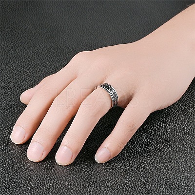 201 Stainless Steel Scale Pattern Finger Rings for Men FS-WGDD078-02-1