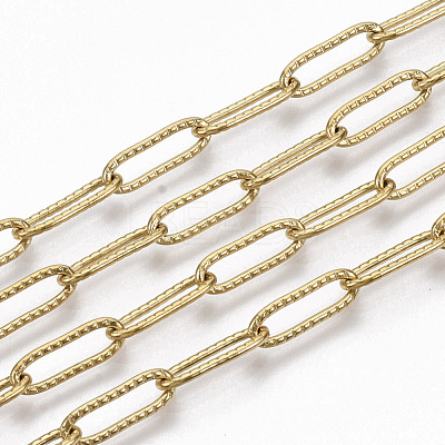 304 Stainless Steel Textured Paperclip Chains CHS-S006-JN954-2-1