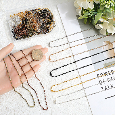 28Pcs 7 Colors Iron Ball Chain Necklace Making MAK-SP0001-07-1