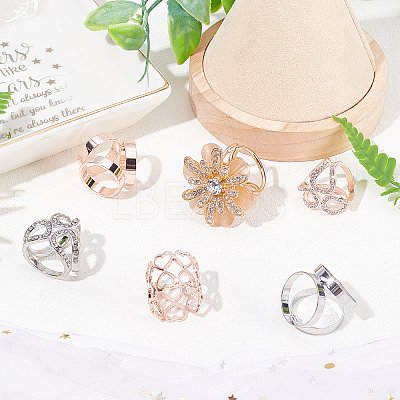 6Pcs 6 Styles Alloy Women Lady Girls Fashion Scarf Ring Buckle JEWB-CA0001-02-1