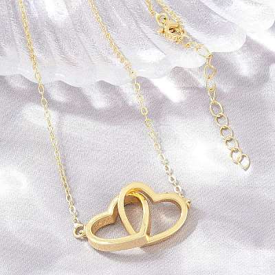 Brass Couple Heart Pendant Necklaces KK-CBA4547-07G-1