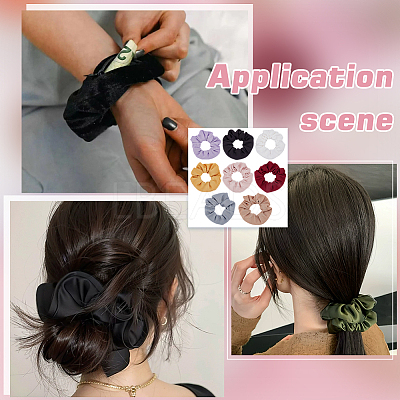8Pcs 8 Colors Polyester Elastic Hair Accessories OHAR-FG0001-07-1
